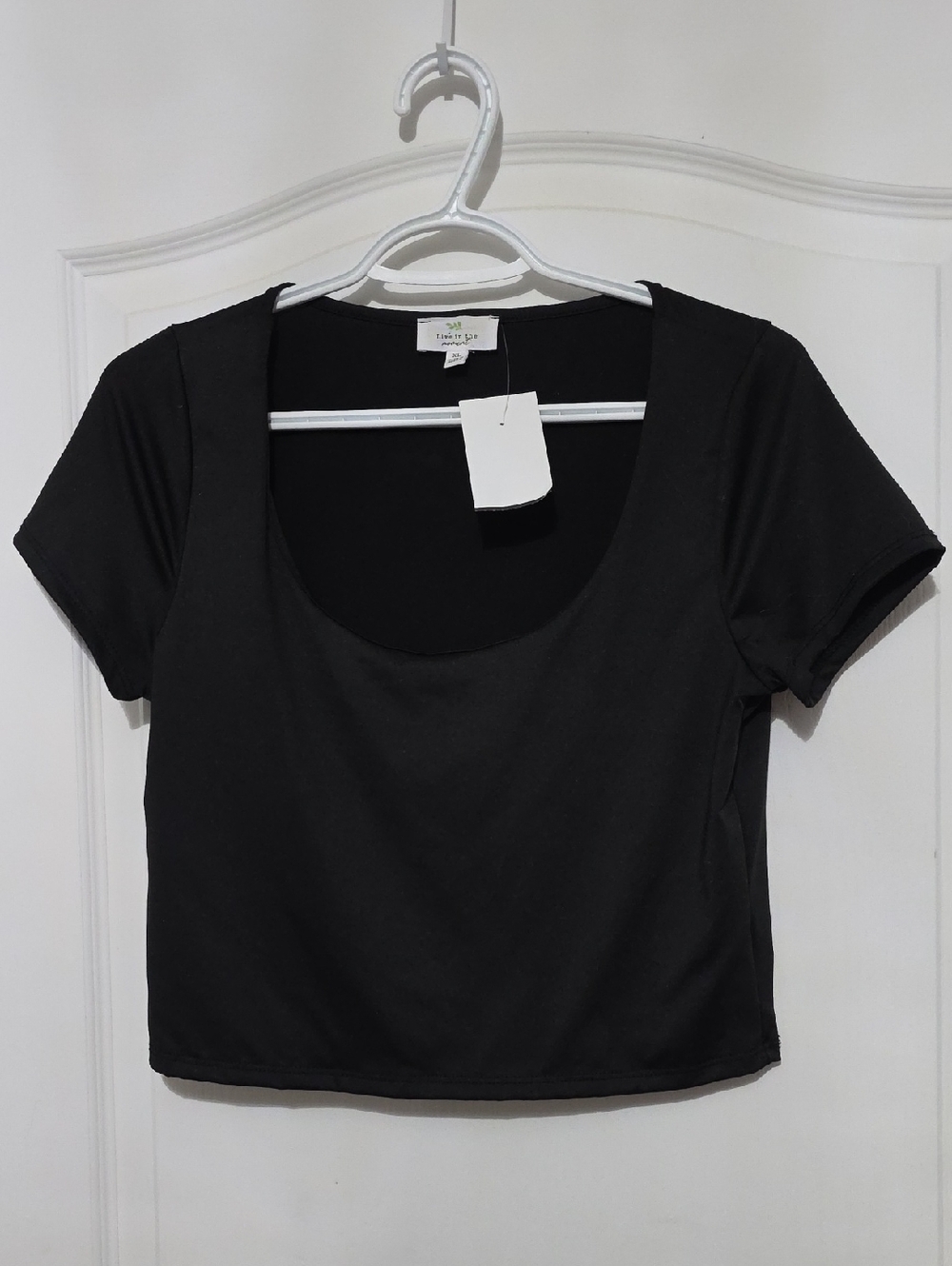 Scoop Neck Black Crop Top by Love Tree